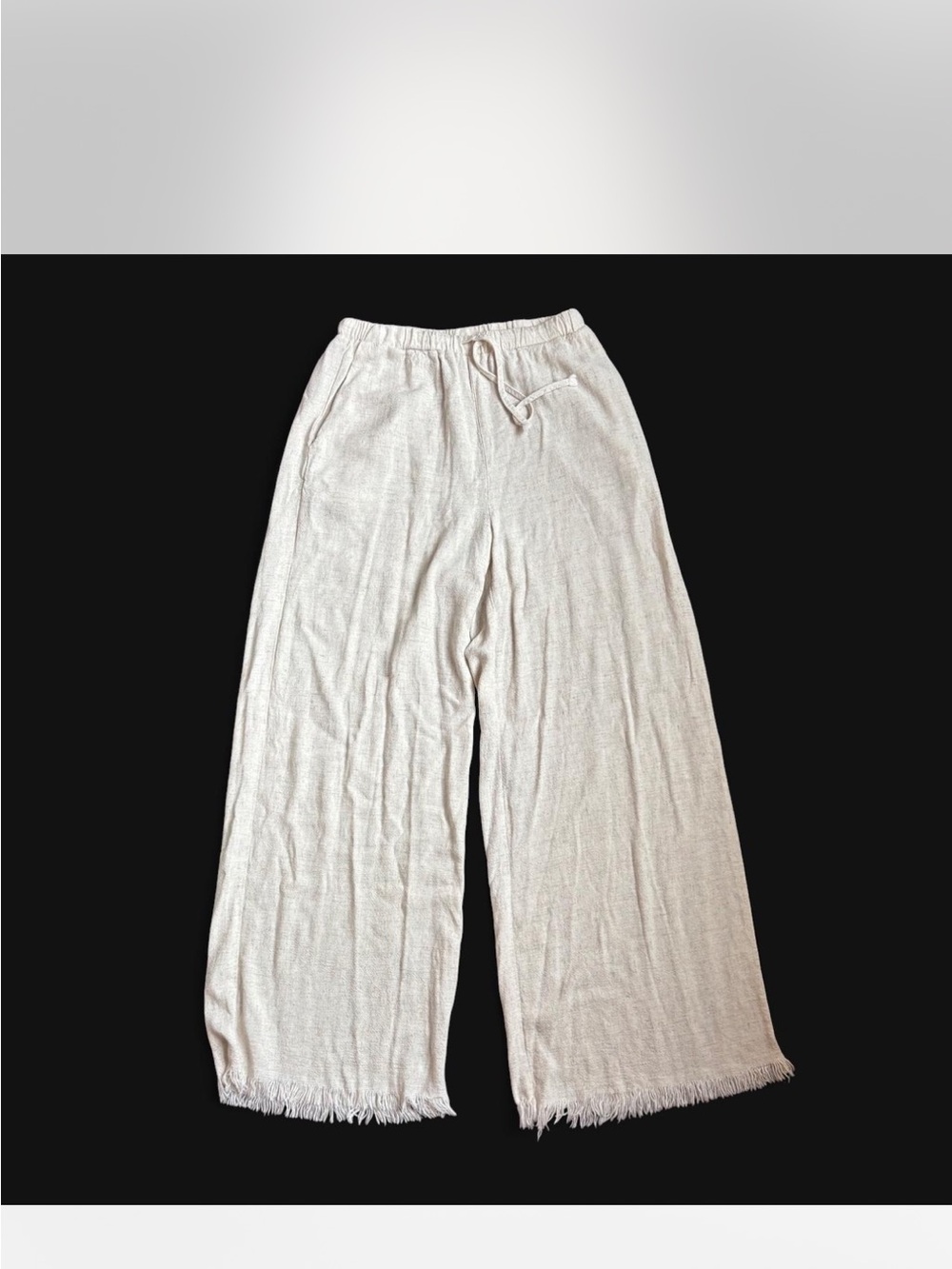 Tan Wide-Leg Linen Pants